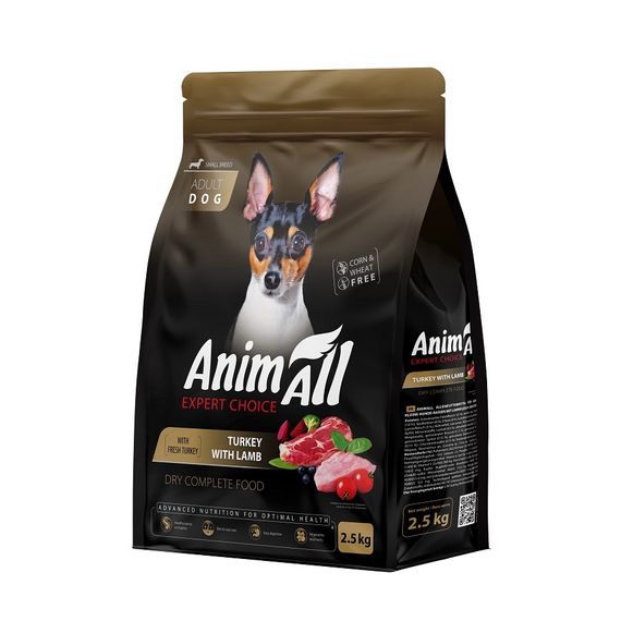 Cухой корм с индейкой и ягнятиной для собак малых пород Animall Dog Turkey and Lamb Small Breed, 2.5 кг