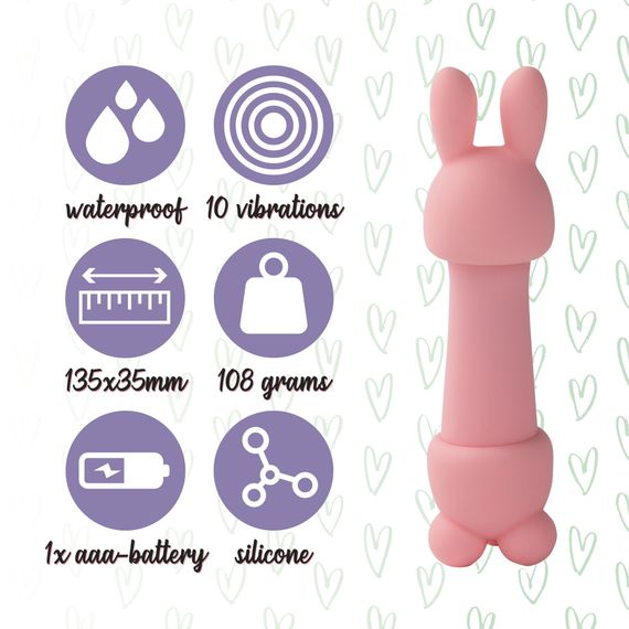Міні-вібратор FeelzToys Mister Bunny Pink з двома насадками | Зображення 4