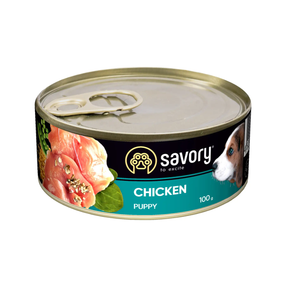Вологий корм консерва Savory Puppy Chicken для цуценят усіх порід, курка 100г