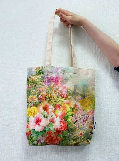 Екосумка шопер 4Profi "Colorful Flowers" двунитка (хлопок) біла 25123