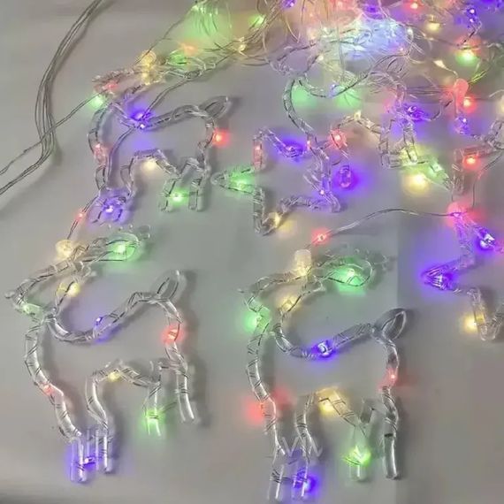 Гірлянда-штора USB, 3м, з пультом, зірки та олені, Різнокольоровий / Новорічна LED гірлянда на штору XPRO (234576474_277) | Зображення 6