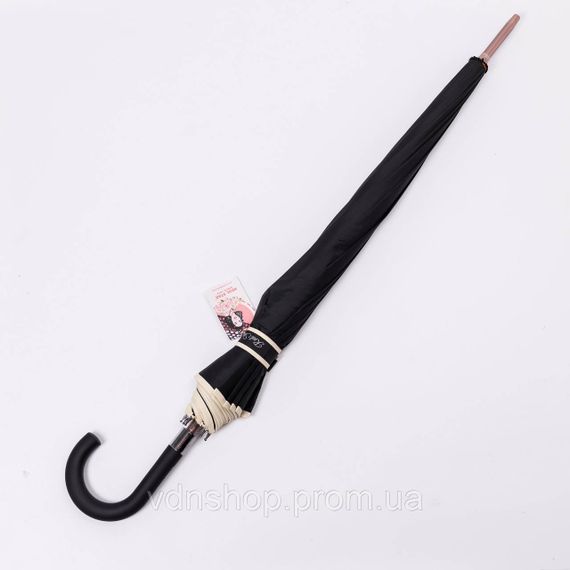 Класична парасолька-тростина з чохлом напівавтомат з поліестеру міцна надійна 12спиць діаметр 120 см Чорний HP-23-16B | Зображення 1