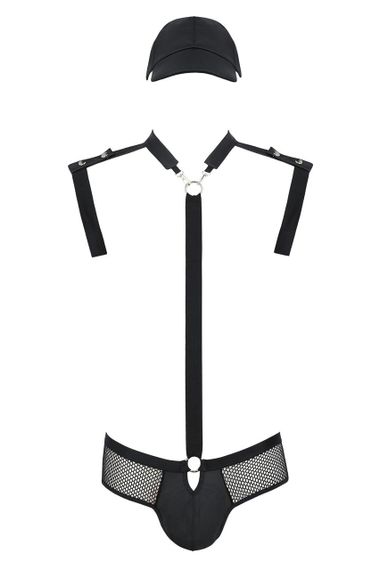 Комплект еротичної чоловічої білизни Passion 038 JOHN XXL/XXXL Black, боді, кепка sexstyle | Зображення 2
