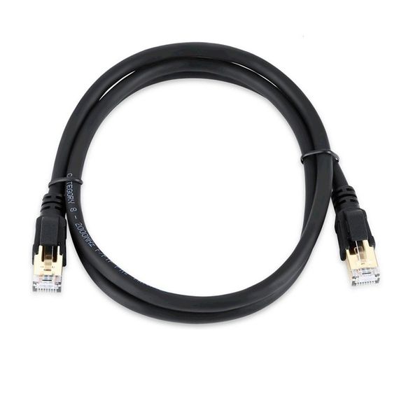 Патч-корд литий VEGGIEG, CCA, SSTP, RJ45, Cat.8, 1m, чорний