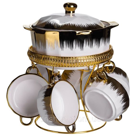 Суповий сервіз на 6 персон супниця 2 (л) на підставці з бульйонницями 300 (мл) тарілки для супу ML-T35 | Зображення 5