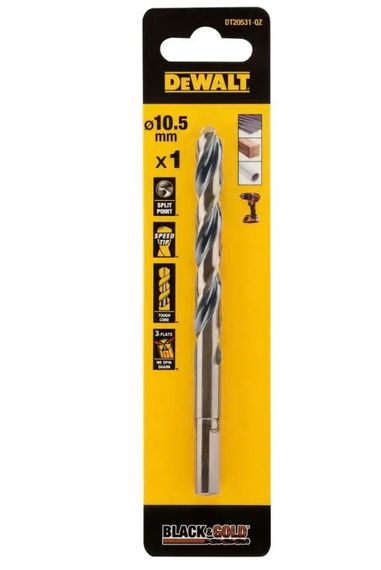 Свердло по металу DeWalt Black & Gold 10.5 мм (DT20531)