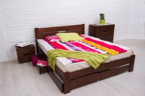 Ліжко двоспальне дерев'яне Айріс з ящиками 160х200, колір темний горіх