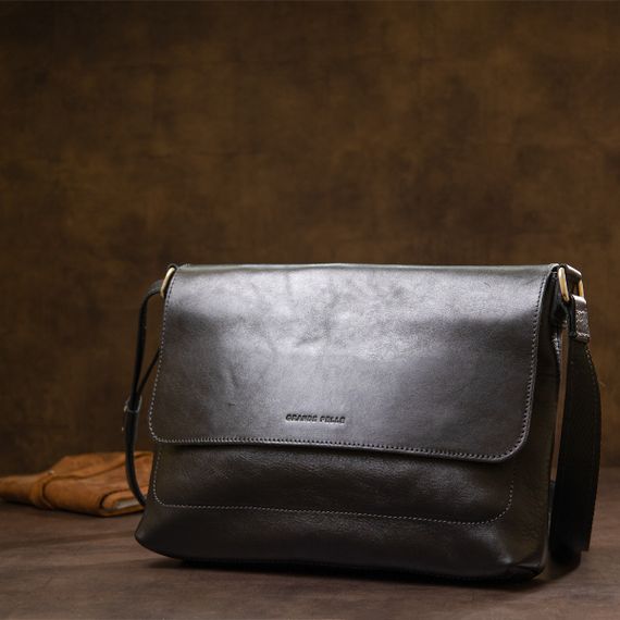 Кожаная мужская прямоугольная сумка GRANDE PELLE 11429 Черный | Зображення 7