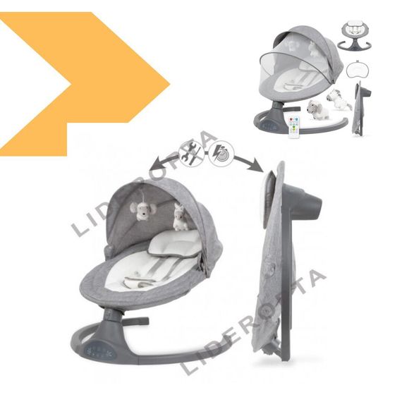 Закачуючий центр-шезлонг-качалка з пультом, москітною сіткою, USB-кабелем, іграшками, Bluetooth, подушкою та регулюванням гойдання XPRO (47742-9074_2354) | Зображення 5