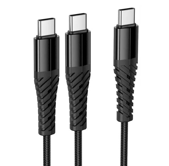 Кабель Hoco X123 2-in-1 USB Type-C to 2×Type-C 2А/1м для заряджання двох пристроїв - Black | Зображення 2
