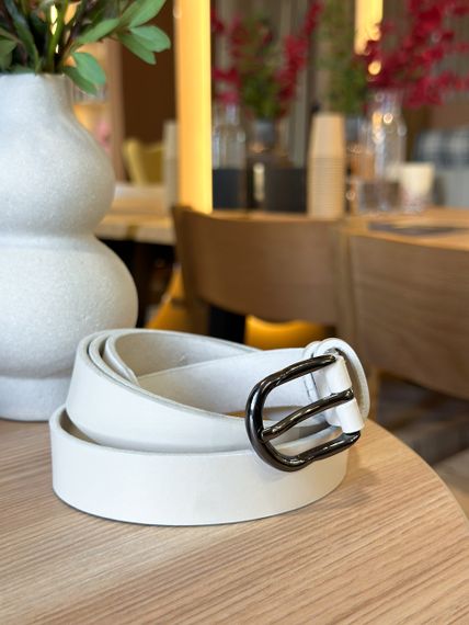 Шкіряний жіночий ремінь в білому кольорі 6231 | Зображення 6