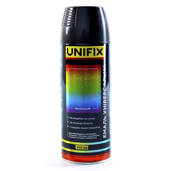 Емаль універсальна акрилова RAL9005 чорний глянець 400 мл UNIFIX 951012