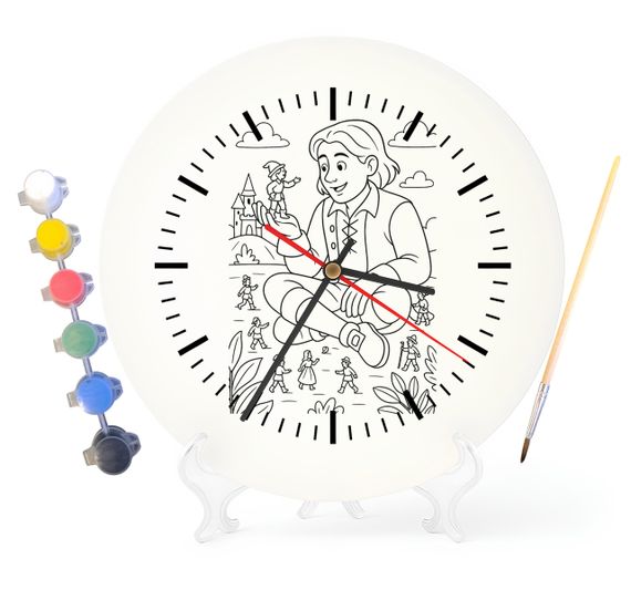 Дитячий набір для творчості годинник-розмальовка за мотивами Мандри Гуллівера (Джонатана Свіфта) 30 см (Г0036)