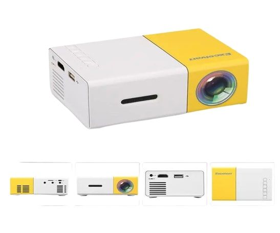 Портативный мини проектор с динамиком и с USB YG-300 LED Projector Full HD Бело-Желтый (YG-300_1442) | Зображення 4