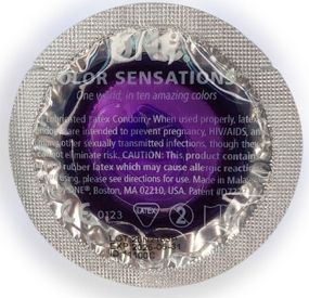 Набор латексных презервативов One Color Sensation c силиконовой смазкой фиолетового цв(цена за 5 шт) sexstyle