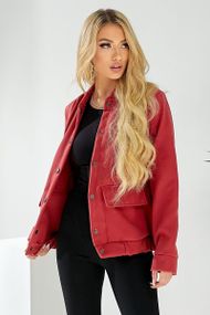 Бомбер женский искусственный кашемир, цвет темно-коралловый, 257R325