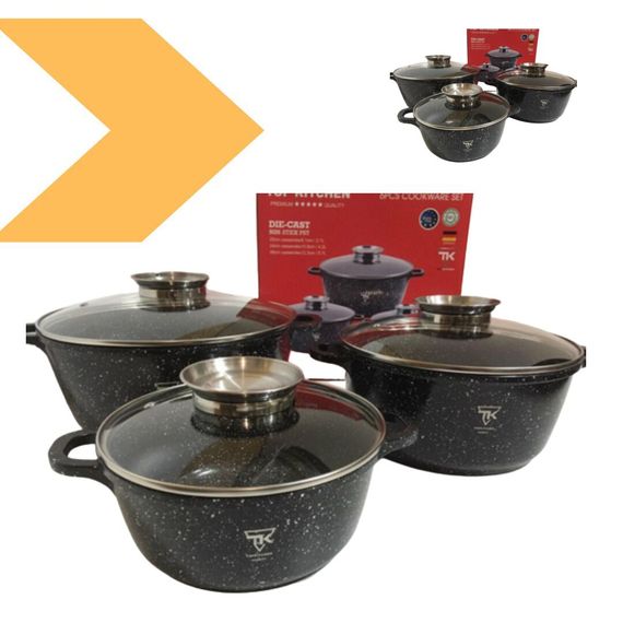 Набір каструль Top Kitchen 3 шт із гранітним покриттям XPRO TK00021 чорний (24755-TK00021_1659) | Зображення 1