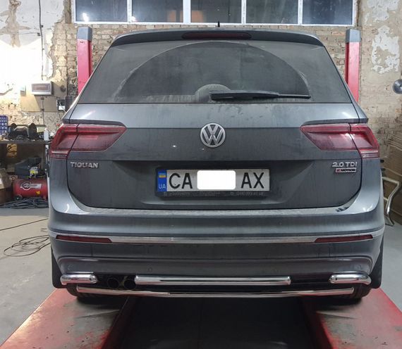Задній захист AK001-2 (нерж) для Volkswagen Tiguan 2016-2024 | Зображення 1