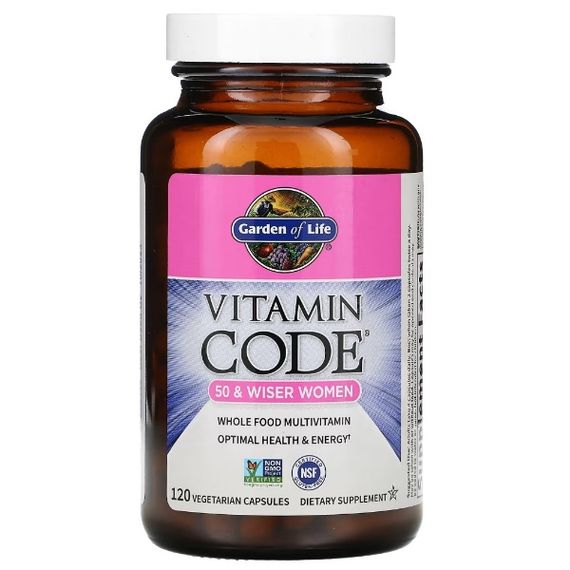 Витаминно-минеральный комплекс для женщин Garden of Life Vitamin Code 50 & Wiser Women 120 Veg Caps | Зображення 1