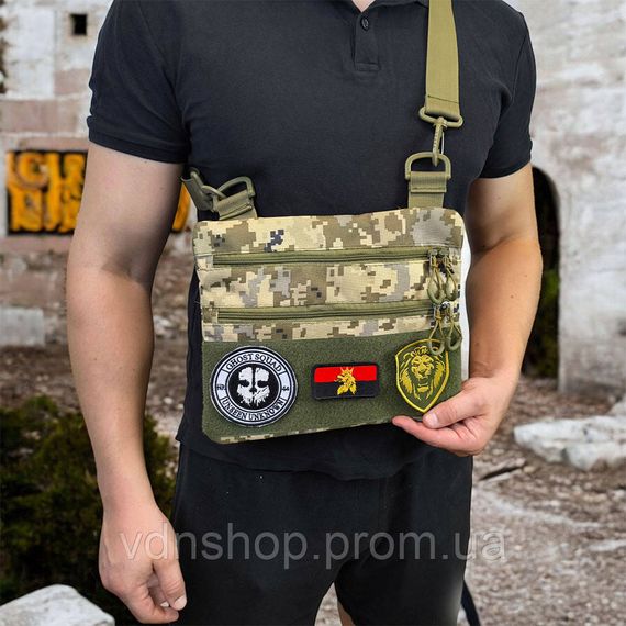 Нагрудна сумка розвантаження, Чоловіча тактична сумка барсетка через плече маленька брезентова XY-49 | Зображення 6