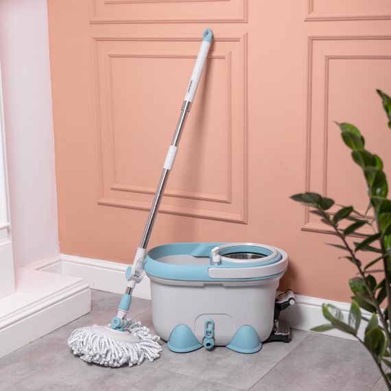 Комплект швабра з відром і віджимом, телескопічна ручка, мікрофібра для підлоги, набір для прибирання HP-35015-1