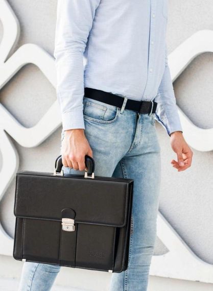 Портфель мужской Jpb из кожзаменителя черный | Зображення 8