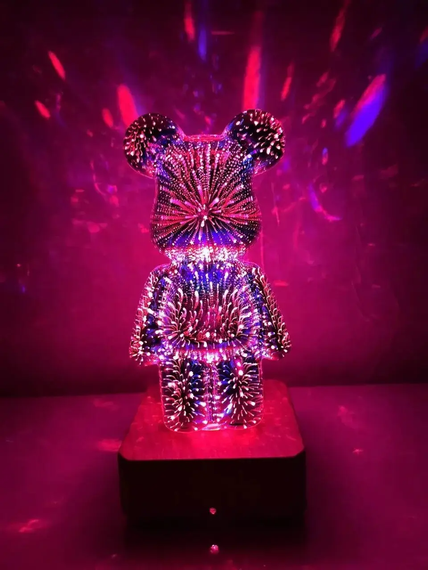 3D лампа Хрустальный Мишка Фейерверк Медведь Bearbick декоративный стеклянный ночник светодиодный светильник 16 цветов LED | Зображення 1