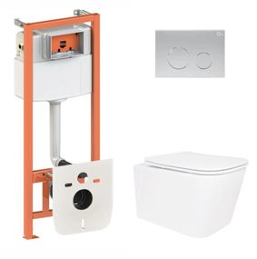 Набір Qtap Nest 4 в 1 підвісний унітаз Crow Ultra Quiet 520x360x290 + комплект інсталяції QT05335172W48190
