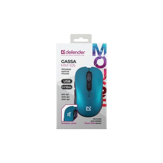 Мишка Defender Gassa MM-105 Wireless Turquoise (52102) | Зображення 4