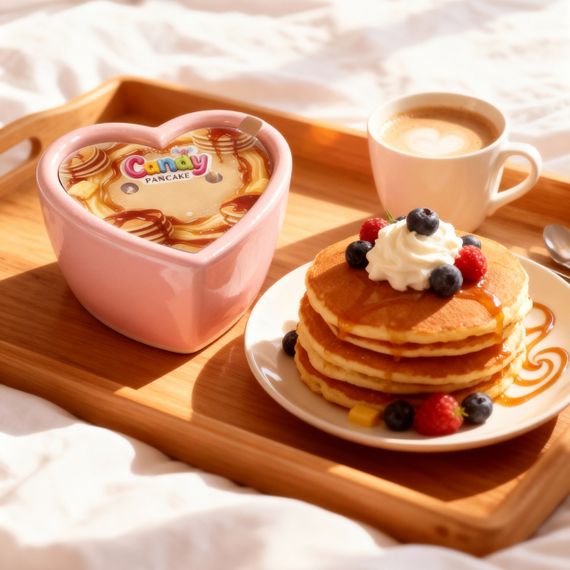 Масажна свічка з ароматом панкейка Candy Pancake у формі серця, 70 мл Sex Aura | Зображення 3