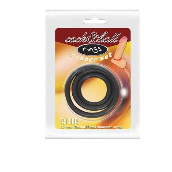 Набір ерекційних кілець - Cock & Ball Rings Rubber Set | Зображення 5