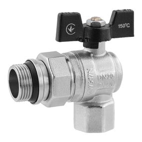 Кран-американка кульовий кутовий Kroner 3/4" ВЗ PN40 метелик, нікельований (CV033224)