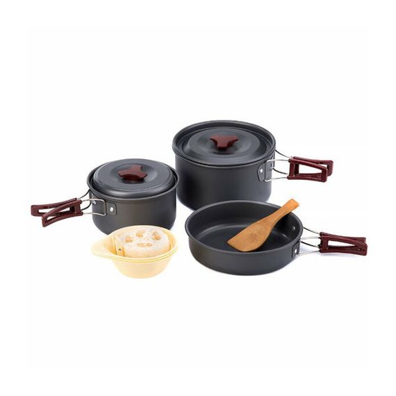 Набір посуду Naturehike 3-4 NH (2 каструлі + кришки + сковорода) carbon (NH15T203-G) | Зображення 1