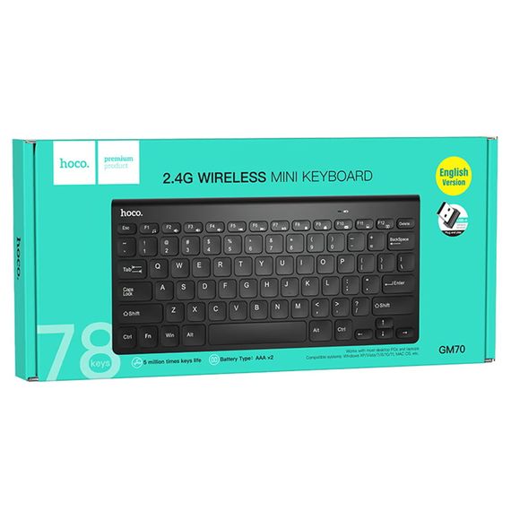 Клавиатура беспроводная Hoco GM70 Dragon mini 2.4G (Ukrainian Version) Black | Зображення 4