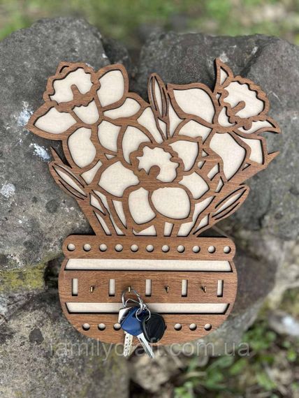 Настенная ключница из дерева Деревянный органайзер для ключей Держатель для хранения Персонализация | Зображення 4