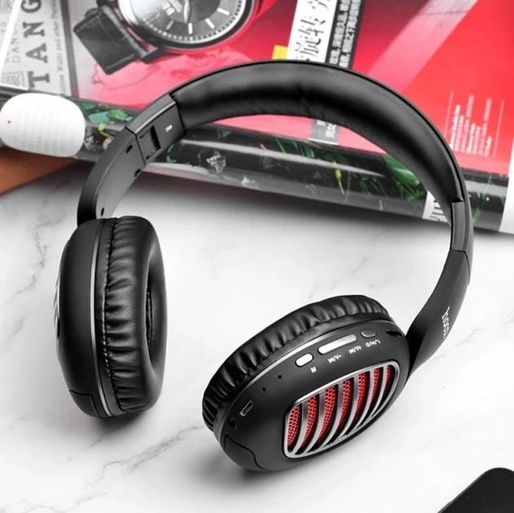 Бездротові навушники Hoco W23 Brilliant (Bluetooth, AUX, MicroSD, блютуз, накладні, повнорозмірні) Чорні | Зображення 3