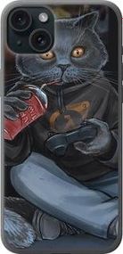 Чохол на iPhone 15 Plus gamer cat із силікону FCh_033343
