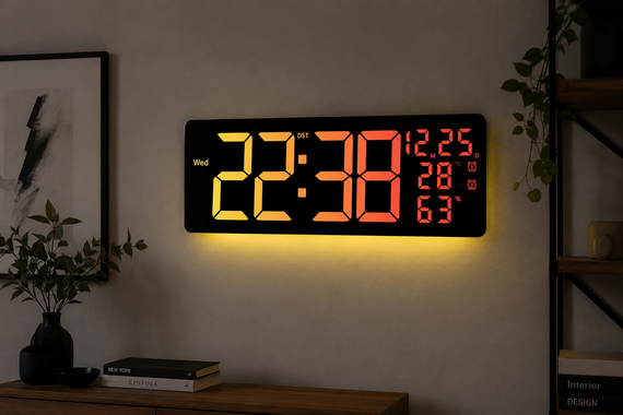 Настінний годинник 6669R/ Електронний LED-годинник/RGB годинник з пультом | Зображення 1