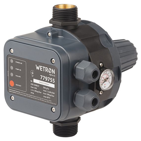 Контролер тиску Wetron DSK-8.1 1.1кВт Ø1" + регулювання  тиску вкл 1.5-3.0 bar (779755)