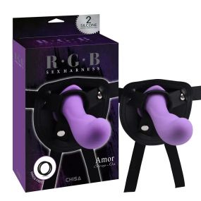 Страпон силиконовый Chisa R.G.B. Amor на трусиках из искусственной кожи, фиолетовый Sex Aura