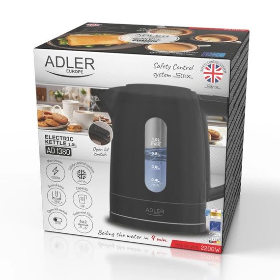 Електрочайник Adler AD 1380 black 1 л чорний | Зображення 7