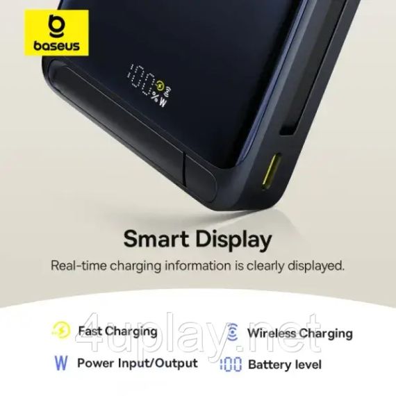 Беспроводной магнитный повербанк Baseus Nomos Qi2 Magnetic PowerBank 10000mAh 45W Black | Зображення 6