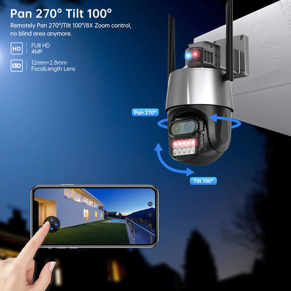 Вулична відеокамера 8MP 4K Wifi 8x Zoom з подвійною лінзою + датчик руху Сірий (sv1784) | Зображення 8