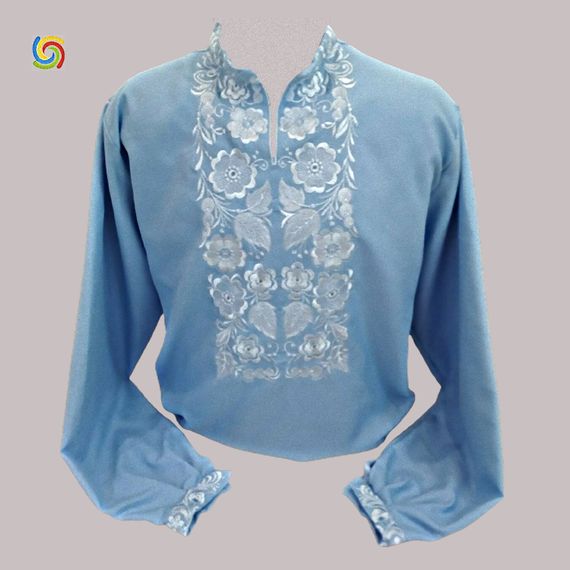 Рубашка Украинская вышиванка 33327947 цвет голубой размер S/M