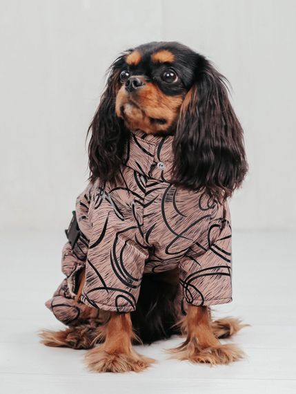 Зимовий комбінезон з поясом візерунки коричневий R-37 | Зображення 1