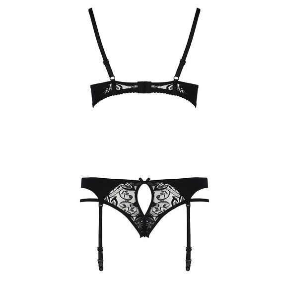 Комплект білизни Passion PAULINE SET XXL/XXXL, black, стрепи, ліф, стрінги і пояс для панчох | Зображення 5