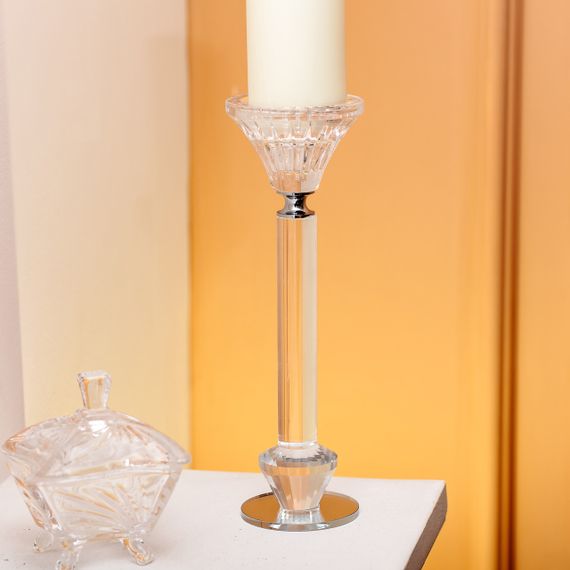 Подсвечник стеклянный на ножке 6×21.3 см прозрачный декоративный подсвечник на стол HP-4-12L | Зображення 2