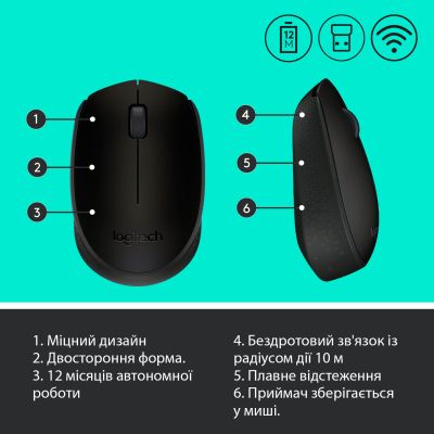 Миша Logitech Wireless Mouse M171 Black (910-004424) | Зображення 6