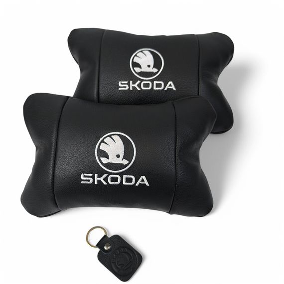 Автомобильные подушки 2 шт на подголовник Skoda / Вред, из натуральной кожи, стильный аксессуар для вашего авто | Зображення 9