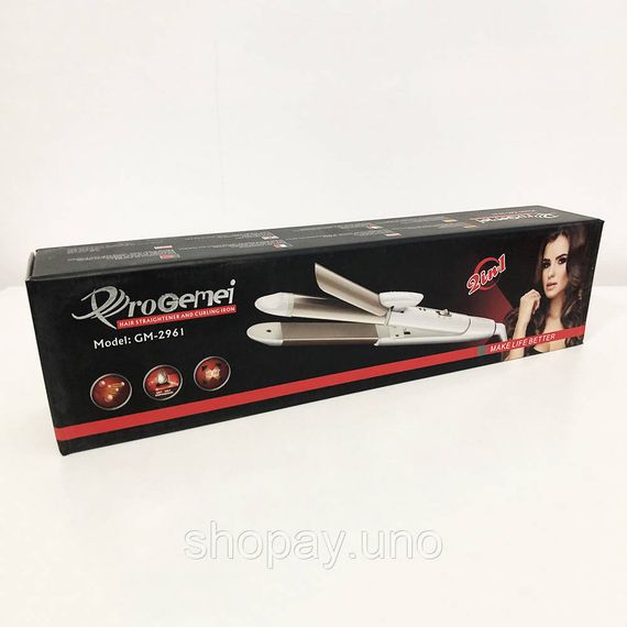 Плойка-праска для випрямлення волосся GEMEI GM-2961 30Вт, Плойка гофре для волосся PA-25 | Зображення 8